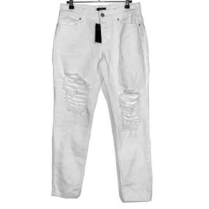 AFRM Distressed High Rise Ankle Skinny Button Fly Jeans Size 32  in White NWT